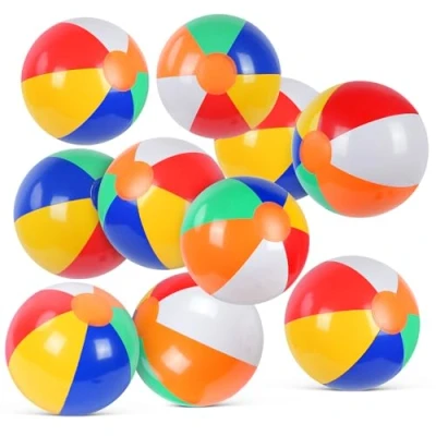 Afbeelding van flintronic Opblaasbare waterballen, strandbal met een diameter van 22 cm, 10 stuks in regenboogkleuren, voor zomerse activiteiten buitenshuis, waterspelen, zwembad, strandfeest