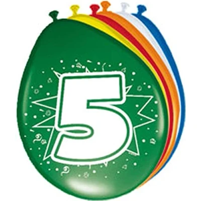 Afbeelding van Ballonnen 5 jaar 8 stuks