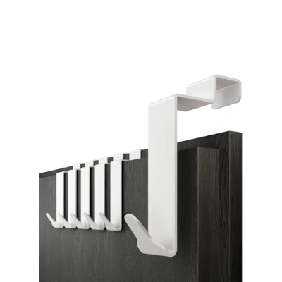 Afbeelding van Menz Premium deurhaken om op te hangen binnenkant, 4 stuks, Made in Germany, kledinghaken, voor binnen met anti slip en vilten pads, witte deurkapstok achterkant van de deur