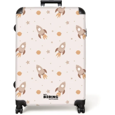 Afbeelding van NoBoringSuitcases.com® Koffer groot Reiskoffer lichtgewicht Patroon van raketten, planeten en sterren Rolkoffer met 4 wielen Grote trolley XL 98 liter bagage