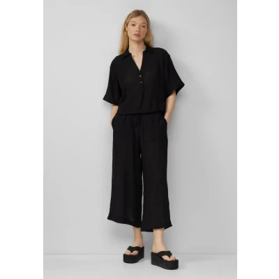 Afbeelding van QS Strukturierte Blouse, Dames, Maat: 34, Schwarz
