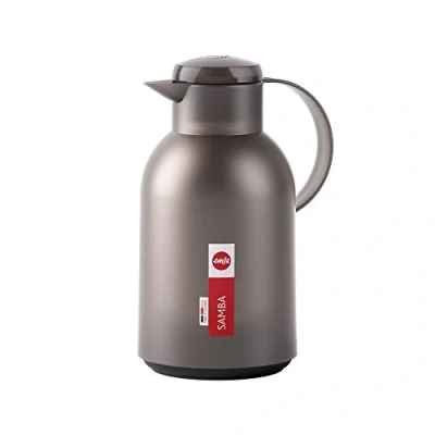 Afbeelding van Emsa N4012200 Samba thermoskan (1,5 liter, Quick Press sluiting, 12 uur warm en 24 koud) doorschijnend/taupe
