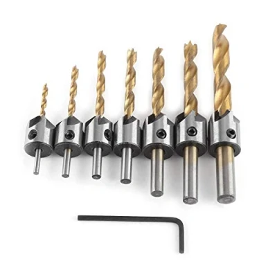 Afbeelding van Verzinkboorset, houtverzinkboor gecoat HSS timmerwerk ruimers kernboren afschuining verzonken kop (3 mm, 4 5 6 7 8 10 mm) mm (3/4/5/6/7/8 / mm))