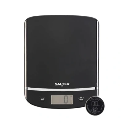 Afbeelding van SALTER 1056 BKDR AquaTronic Digitale keukenweegschaal, groot, goed afleesbaar LCD display, add en gewichtsfunctie, slimline design voor compacte opslag, zwart