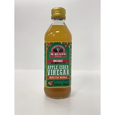 Afbeelding van M. Busto Biologische Ciderazijn (verpakking van 6 flessen x 500 ml elk) Organic Applecider Vinegar uit Asturië (Spanje), biologisch, ongepasteuriseerd, ongefilterd, met de moeder, koosjer