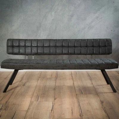 Afbeelding van Fraaai Max eetkamerbank 180 cm zwart PU leer