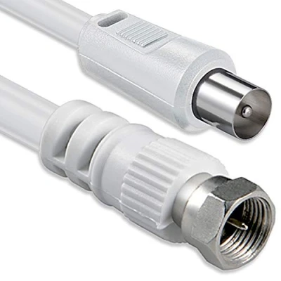 Afbeelding van Satellietantennekabel adapterkabel 2,5 meter 2x afgeschermde F connector &gt; coax SAT wit St 75db
