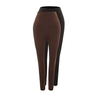 Afbeelding van Trendyol Vrouwen Plus Size Hoge Taille Rechte been Slim Fit Dijen, Zwart bruin, XXL