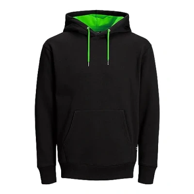Afbeelding van JACK &amp; JONES Heren Soft Sweat Hood Capuchontrui, Comfortabele Trui voor Mannen, zwart (Black Neon/Reg), XL