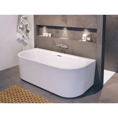 Afbeelding van Riho Desire back to wall half vrijstaand ligbad met overloop 180x84cm Sifon Glans Wit