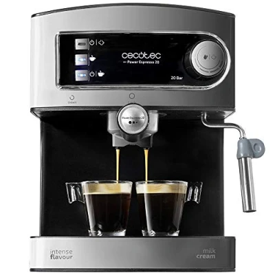 Afbeelding van Cecotec Express Coffee Maker Handmatige Vermogen Espresso 20. 850W, druk 20 Bar, 1.5L tank, dubbele uitlaatarm, stoomboot, warmer oppervlak, roestvrijstalen afwerkingen