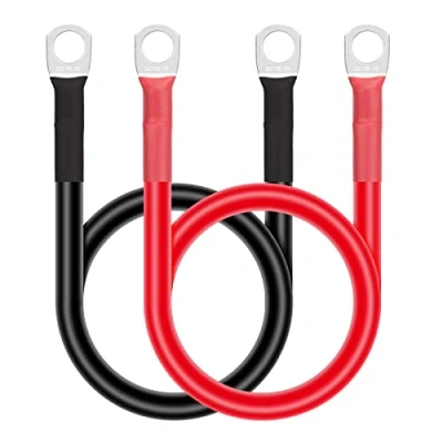 Afbeelding van GUNGY batterijkabel, 16 mm², 50 cm, 12 V, autostartkabel, 5 AWG, koperen kabel met M10 ringklemmen voor auto, vrachtwagen, motorfiets, zonne energie, marineblauw, rood en zwart, 2 stuks