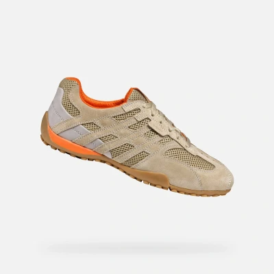 Afbeelding van Geox Snake Original Sneakers laag, Heren, Maat: 43, Sand Leer en textiel