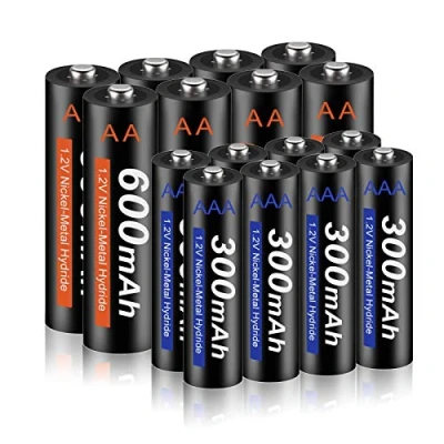 Afbeelding van CITYORK Oplaadbare Batterij AA 600mAh + Batterijen AAA 300mAh 1,2 V NI MH, 1200 Oplaadcycli Lage Zelfontlading met Opbergdoosje, 16 Stuks