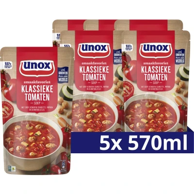 Afbeelding van Unox Soep Tomaat 5 x 570 ml voordeelverpakking