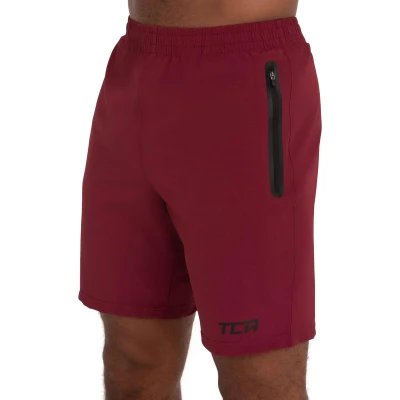 Afbeelding van TCA Mannen Elite Tech Lichtgewicht Hardloop Gym Trainings Shorts met Ritszakken Rood, XXL