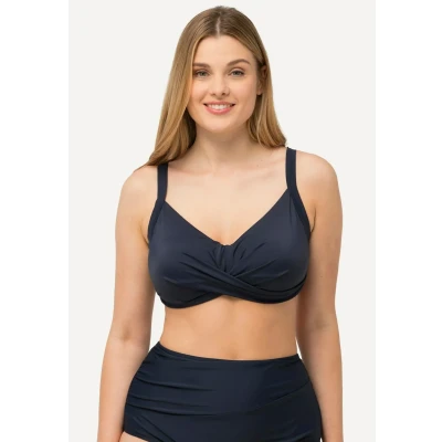Afbeelding van Ulla Popken Drapierung Softcups TRÄGER Verstellbar Bikinitop, Dames, Maat: 54, Marine