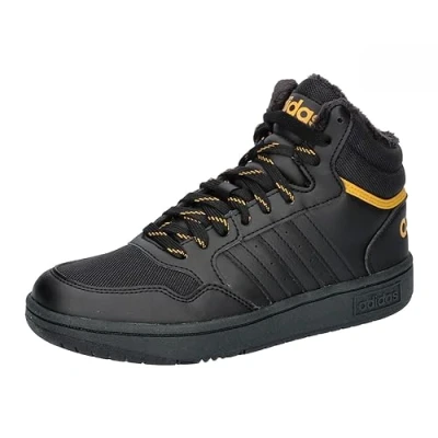 Afbeelding van adidas Hoops Mid uniseks kind sneakers, core black/core black/preloved yellow, 31.5 EU