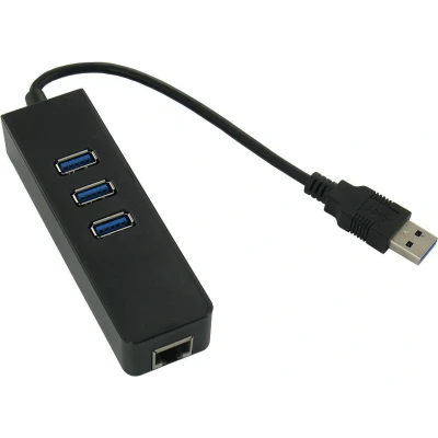 Afbeelding van Dolphix USB 3.0 Ethernet Adapter RJ45, Gigabit met 3 port Hub