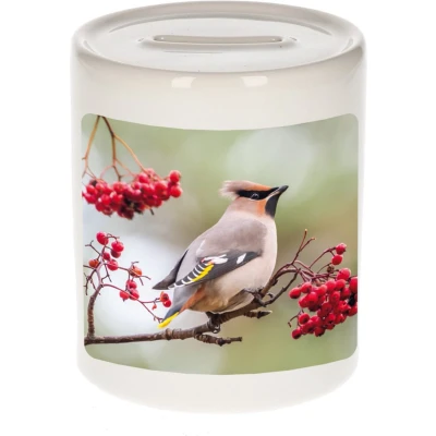 Afbeelding van Foto pestvogel spaarpot 9 cm Cadeau vogels liefhebber Spaarpotten