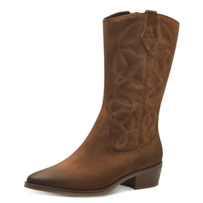 Afbeelding van MARCO TOZZI Dames Bootie Zip+Slip 2 25343 43 westernlaarzen, cognac, 37 EU