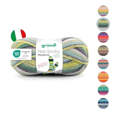 Afbeelding van Gründl Hot Socks Madena Sokkenwol van 75% scheerwol (superwash) en 25% polyamide, Made in Italy, 4 voudige sokkengaren, 100 g / 420 m, naalddikte: 2,5 mm 3 mm, 1 x g), neprun color