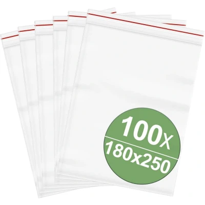 Afbeelding van Hersluitbare zak zonder etiketstrook (b x h) 180 mm 250 Transparant Polyethyleen