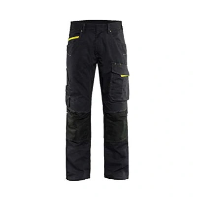 Afbeelding van Blaklader Service werkbroek met stretch zonder spijkerzakken 1495 1330 Zwart/High Vis Geel D84