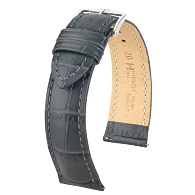 Afbeelding van Hirsch Horlogeband Duke Grijs Leer 22mm