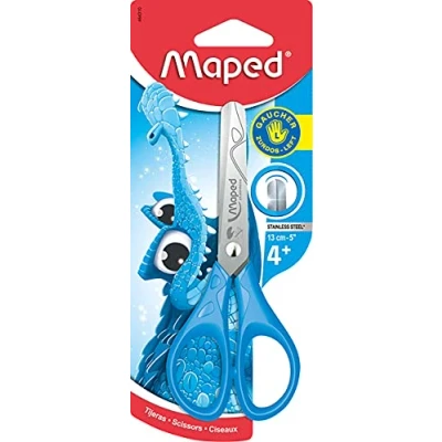 Afbeelding van Maped Linkshandige Schaar met Ronde Punt + Cm Verdeling RVS Assorti
