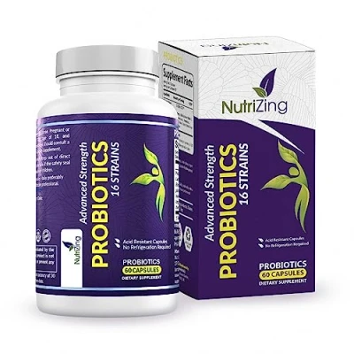 Afbeelding van Probiotica Supplement 16 Levende bacteriële stammen met 50 Bn CFU Bronpoeder Bekroonde Product Vegan Tijd Los Capsules door NutriZing Lactobacillus Acidophilus en Bifidobacterium Bevat Prebiotica