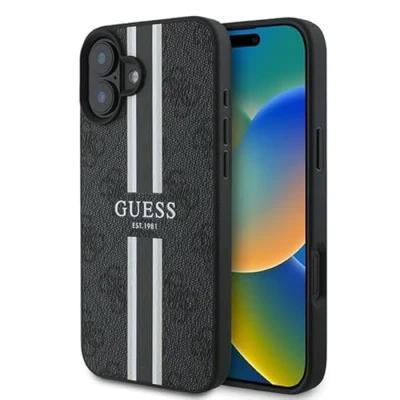 Afbeelding van CG Mobile Guess GUHMP16MP4RPSK hoes voor iPhone 16 Plus 6,7 inch zwart hardcase 4G bedrukte strepen