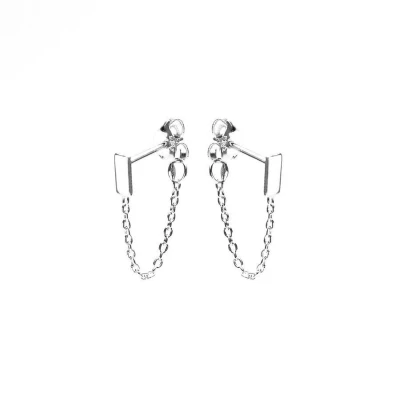 Afbeelding van Karma 925 Sterling Zilveren Chain Rectangle Oorknoppen Zilver