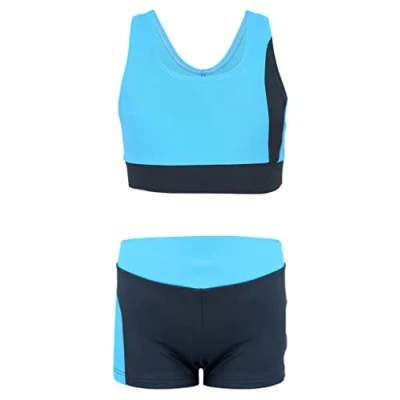 Afbeelding van Aquarti Meisjes Sport Bikini Racer Bustier &amp; Zwembroek, Grijs/Paars, 134