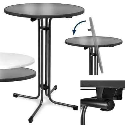 Afbeelding van Beautissu Statafel Inklapbaar Ø80cm Bellini Stevige Outdoor Bistrotafel Weerbestendig, Verstelbare Hoogte Eenvoudige Montage Voorgemonteerd Krasbestendig Gastro Feesttafel Rond Zwart