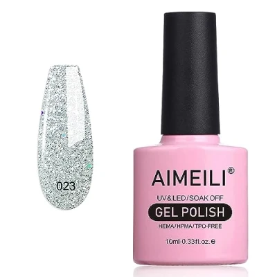 Afbeelding van AIMEILI Gel Nagellak UV LED Gellack Soak Off Polish 10ml Glitter Silver Glitzer Explosion (023)