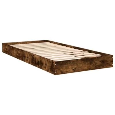 Afbeelding van Bedframe bewerkt hout gerookt eikenkleurig 90x200 cm