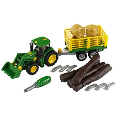 Afbeelding van Klein Toys John Deere trekker 1:24 om te bouwen naar hout of hooiwagen groen geel