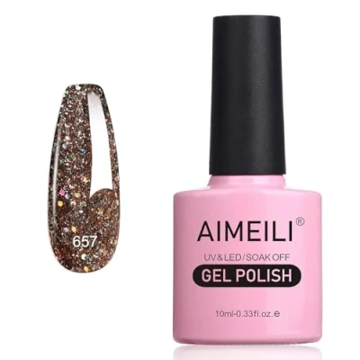 Afbeelding van AIMEILI Semi Permanente Gel Nagellak Soak Off UV LED Glitter Klassieke Herfst &amp; Winter Kleur 10ML 657