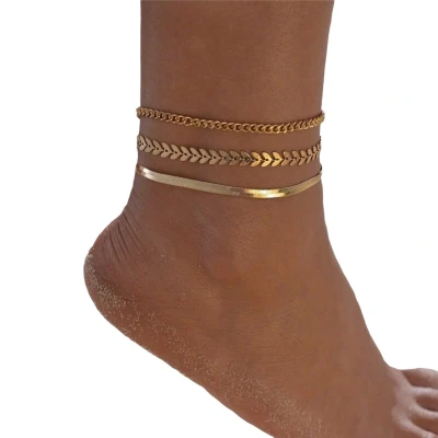 Afbeelding van Joboly Enkelbandjes Schakel Maan Pijltjes Goudkleurig 20 cm + 5 Dames