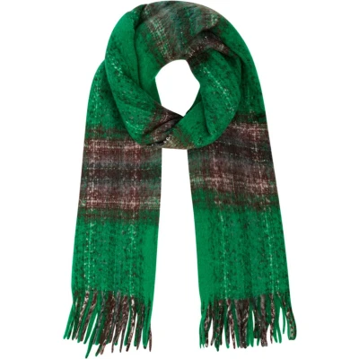 Afbeelding van Groene Gekleurde Wintersjaal Plaid Dikke Warme Sjaals Gestreepte print Groen