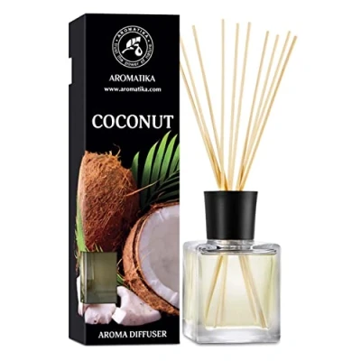 Afbeelding van Geurstokjes kokosnoot 100ml Intensieve Verse Langdurige en Frisse Geur Aromatherapie Diffuser Luchtverfrisser huisparfum geurolie geurverspreider met 8 bamboestokjes glazen fles charmante accessoires van Aromatika