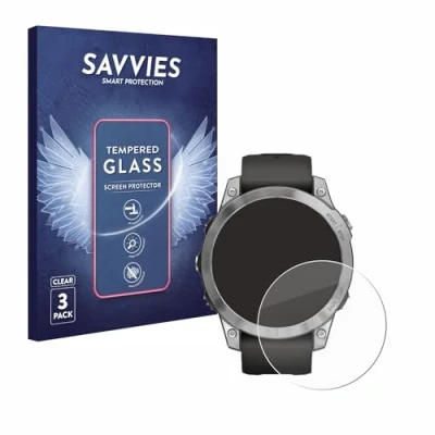 Afbeelding van Savvies Glas Screenprotector voor Garmin Fenix 7 (47 mm) Gehard Beschermglas 9H (3 Stuks)