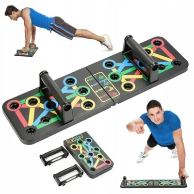Afbeelding van Gymtek Opvouwbaar push upboard, upboard met upgrepen voor full body training en effectieve ups, multifunctioneel upbord, fitnessapparaat thuis (patroon 1)