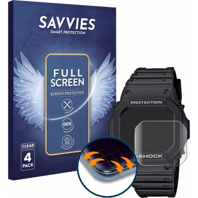 Afbeelding van Savvies Screenprotector voor Casio G Shock GW M5610 1ER Folie Beschermfolie transparant volledig dekking (4 Stuks)