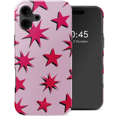 Afbeelding van Apple iPhone 16 MagSafe Hoesje Kunststof Selencia Hardcase/Backcover Stars Rubine Red Light Pink Telefoonhoesje