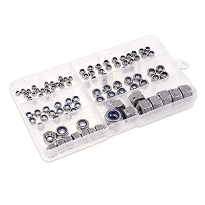 Afbeelding van 304 RVS Metrische Nylon Lock Moer Assortiment Kit M3 M4 M5 M6 M8 M10 M12