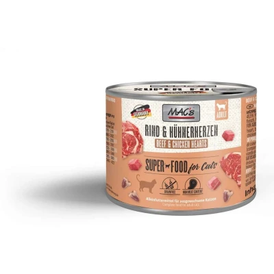 Afbeelding van 6x200g Rund/Kippenharten MAC&#039;s Kattenvoer