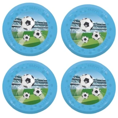 Afbeelding van Procos Plastic voetbalbord, 4 stuks, herbruikbaar, feestservies voor verjaardag of themafeest