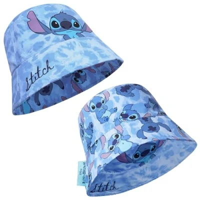 Afbeelding van Disney Lilo en Stitch vissershoed voor kinderen, meisjes, buckethoed zomer, vakantie, strand, dingen, Blauw omkeerbaar, One size